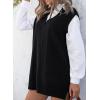imageEVALESS Oversized Sweater Vest for Women V Neck Sleeveless Solid Color Loose Pullover SweaterD Black
