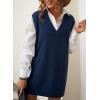 imageEVALESS Oversized Sweater Vest for Women V Neck Sleeveless Solid Color Loose Pullover SweaterD Blue