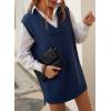 imageEVALESS Oversized Sweater Vest for Women V Neck Sleeveless Solid Color Loose Pullover SweaterD Blue