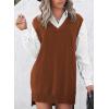 imageEVALESS Oversized Sweater Vest for Women V Neck Sleeveless Solid Color Loose Pullover SweaterD Brown