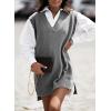 imageEVALESS Oversized Sweater Vest for Women V Neck Sleeveless Solid Color Loose Pullover SweaterD Gray