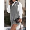 imageEVALESS Oversized Sweater Vest for Women V Neck Sleeveless Solid Color Loose Pullover SweaterD Gray