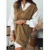 imageEVALESS Oversized Sweater Vest for Women V Neck Sleeveless Solid Color Loose Pullover SweaterD1 Brown