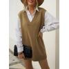 imageEVALESS Oversized Sweater Vest for Women V Neck Sleeveless Solid Color Loose Pullover SweaterD1 Brown