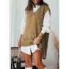 imageEVALESS Oversized Sweater Vest for Women V Neck Sleeveless Solid Color Loose Pullover SweaterD1 Brown