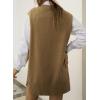 imageEVALESS Oversized Sweater Vest for Women V Neck Sleeveless Solid Color Loose Pullover SweaterD1 Brown
