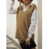 imageEVALESS Oversized Sweater Vest for Women V Neck Sleeveless Solid Color Loose Pullover SweaterD1 Brown