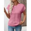 imageEVALESS Short Sleeve Sweater for Women Crewneck Color Block Knit Tops 2025 Fall Trendy Cap Sleeve Sweater VestRose Pink