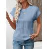 imageEVALESS Short Sleeve Sweater for Women Crewneck Color Block Knit Tops 2025 Fall Trendy Cap Sleeve Sweater VestSky Blue
