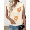 imageEVALESS Sweater Vest Women V Neck Cap Sleeve Knit Sweaters Summer Fall Floral Print Sweater Vest Tops Pullover SweatersBeige