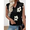 imageEVALESS Sweater Vest Women V Neck Cap Sleeve Knit Sweaters Summer Fall Floral Print Sweater Vest Tops Pullover SweatersBlack