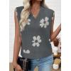 imageEVALESS Sweater Vest Women V Neck Cap Sleeve Knit Sweaters Summer Fall Floral Print Sweater Vest Tops Pullover SweatersGray
