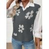 imageEVALESS Sweater Vest Women V Neck Cap Sleeve Knit Sweaters Summer Fall Floral Print Sweater Vest Tops Pullover SweatersGray