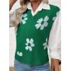 imageEVALESS Sweater Vest Women V Neck Cap Sleeve Knit Sweaters Summer Fall Floral Print Sweater Vest Tops Pullover SweatersGreen