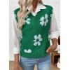 imageEVALESS Sweater Vest Women V Neck Cap Sleeve Knit Sweaters Summer Fall Floral Print Sweater Vest Tops Pullover SweatersGreen