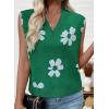 imageEVALESS Sweater Vest Women V Neck Cap Sleeve Knit Sweaters Summer Fall Floral Print Sweater Vest Tops Pullover SweatersGreen