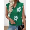 imageEVALESS Sweater Vest Women V Neck Cap Sleeve Knit Sweaters Summer Fall Floral Print Sweater Vest Tops Pullover SweatersGreen