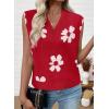 imageEVALESS Sweater Vest Women V Neck Cap Sleeve Knit Sweaters Summer Fall Floral Print Sweater Vest Tops Pullover SweatersRed