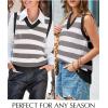 imageEVALESS Sweater Vest Women V Neck Knit Sleeveless Tunic Tank Tops Casual Pullover Sweater Fall Trendy 2025 Outfits01 Gray Stripe