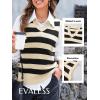 imageEVALESS Sweater Vest Women V Neck Knit Sleeveless Tunic Tank Tops Casual Pullover Sweater Fall Trendy 2025 Outfits02 Apricot Stripe