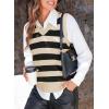imageEVALESS Sweater Vest Women V Neck Knit Sleeveless Tunic Tank Tops Casual Pullover Sweater Fall Trendy 2025 Outfits02 Apricot Stripe