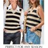 imageEVALESS Sweater Vest Women V Neck Knit Sleeveless Tunic Tank Tops Casual Pullover Sweater Fall Trendy 2025 Outfits02 Apricot Stripe