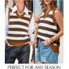 imageEVALESS Sweater Vest Women V Neck Knit Sleeveless Tunic Tank Tops Casual Pullover Sweater Fall Trendy 2025 OutfitsBrown Stripe