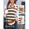 imageEVALESS Sweater Vest Women V Neck Knit Sleeveless Tunic Tank Tops Casual Pullover Sweater Fall Trendy 2025 OutfitsBrown Stripe