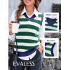 imageEVALESS Sweater Vest Women V Neck Knit Sleeveless Tunic Tank Tops Casual Pullover Sweater Fall Trendy 2025 OutfitsGreen Stripe