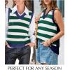 imageEVALESS Sweater Vest Women V Neck Knit Sleeveless Tunic Tank Tops Casual Pullover Sweater Fall Trendy 2025 OutfitsGreen Stripe