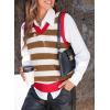 imageEVALESS Sweater Vest Women V Neck Knit Sleeveless Tunic Tank Tops Casual Pullover Sweater Fall Trendy 2025 OutfitsKhaki Stripe
