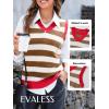imageEVALESS Sweater Vest Women V Neck Knit Sleeveless Tunic Tank Tops Casual Pullover Sweater Fall Trendy 2025 OutfitsKhaki Stripe