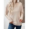 imageEVALESS Sweaters for Women Trendy 2025 Crewneck Long Sleeve Lightweight Knit Pullover Tops Fall Fashion OutfitsBeige