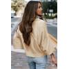 imageEVALESS Womens 2024 Lantern Long Sleeve Crewneck Sweater Casual Solid Color Ribbed Hem Knitwear Pullover Cropped TopsBeige
