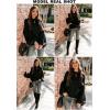 imageEVALESS Womens 2024 Lantern Long Sleeve Crewneck Sweater Casual Solid Color Ribbed Hem Knitwear Pullover Cropped TopsBlack