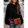imageEVALESS Womens 2024 Lantern Long Sleeve Crewneck Sweater Casual Solid Color Ribbed Hem Knitwear Pullover Cropped TopsBlack