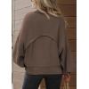 imageEVALESS Womens 2024 Lantern Long Sleeve Crewneck Sweater Casual Solid Color Ribbed Hem Knitwear Pullover Cropped TopsDark Brown
