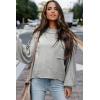imageEVALESS Womens 2024 Lantern Long Sleeve Crewneck Sweater Casual Solid Color Ribbed Hem Knitwear Pullover Cropped TopsGray