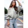 imageEVALESS Womens 2024 Lantern Long Sleeve Crewneck Sweater Casual Solid Color Ribbed Hem Knitwear Pullover Cropped TopsGray