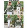 imageEVALESS Womens 2024 Lantern Long Sleeve Crewneck Sweater Casual Solid Color Ribbed Hem Knitwear Pullover Cropped TopsOrange