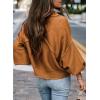 imageEVALESS Womens 2024 Lantern Long Sleeve Crewneck Sweater Casual Solid Color Ribbed Hem Knitwear Pullover Cropped TopsOrange