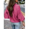 imageEVALESS Womens 2024 Lantern Long Sleeve Crewneck Sweater Casual Solid Color Ribbed Hem Knitwear Pullover Cropped TopsRose
