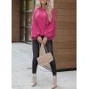 imageEVALESS Womens 2024 Lantern Long Sleeve Crewneck Sweater Casual Solid Color Ribbed Hem Knitwear Pullover Cropped TopsRose