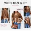 imageEVALESS Womens Crochet Sweater Top Hollow Out Long Sleeve Pullover Tops Fall Outfits Fashion 2025Brown