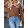 imageEVALESS Womens Crochet Sweater Top Hollow Out Long Sleeve Pullover Tops Fall Outfits Fashion 2025Brown