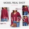 imageEVALESS Womens Crochet Sweater Top Hollow Out Long Sleeve Pullover Tops Fall Outfits Fashion 2025Burgundy
