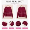 imageEVALESS Womens Crochet Sweater Top Hollow Out Long Sleeve Pullover Tops Fall Outfits Fashion 2025Burgundy