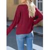 imageEVALESS Womens Crochet Sweater Top Hollow Out Long Sleeve Pullover Tops Fall Outfits Fashion 2025Burgundy