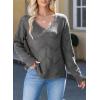imageEVALESS Womens Crochet Sweater Top Hollow Out Long Sleeve Pullover Tops Fall Outfits Fashion 2025Dark Grey