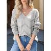 imageEVALESS Womens Crochet Sweater Top Hollow Out Long Sleeve Pullover Tops Fall Outfits Fashion 2025Gray